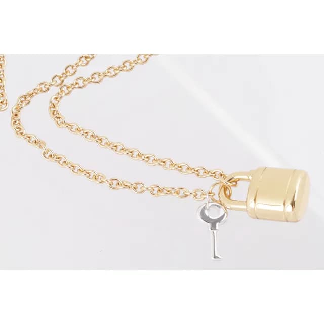【COACH】C Logo 鎖頭及鑰匙造型項鍊(金色/銀色)