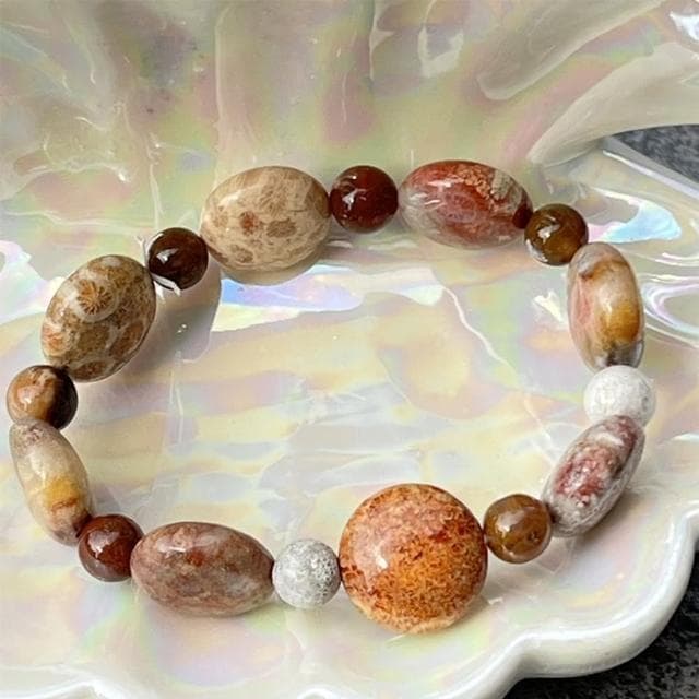 【Penny珮妮】珊瑚玉菊花圓形扁珠手鍊(生日禮物/母親節/閨蜜送禮/交換禮物/情人節)
