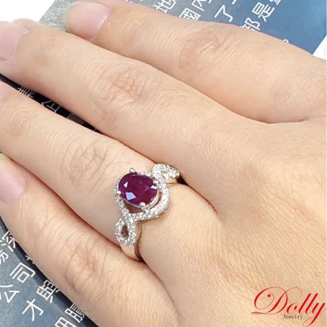 【DOLLY】1.50克拉 緬甸紅寶石18K金鑽石戒指-012(母親節 長輩送禮 交換禮物首選)
