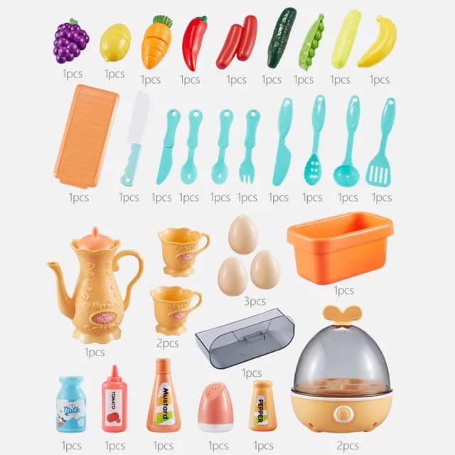 【SN享幸福】高93cm 噴霧廚房玩具組 65P(兒童廚房 家家酒玩具 切菜玩具 小朋友生日禮物 滿月禮)