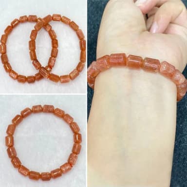 【LEESA】母親節禮物 金太陽石桶珠手串\金沙日光石\粉色手鍊\招桃花\招貴人\手環\水晶手鍊\日長石\助事業\ 