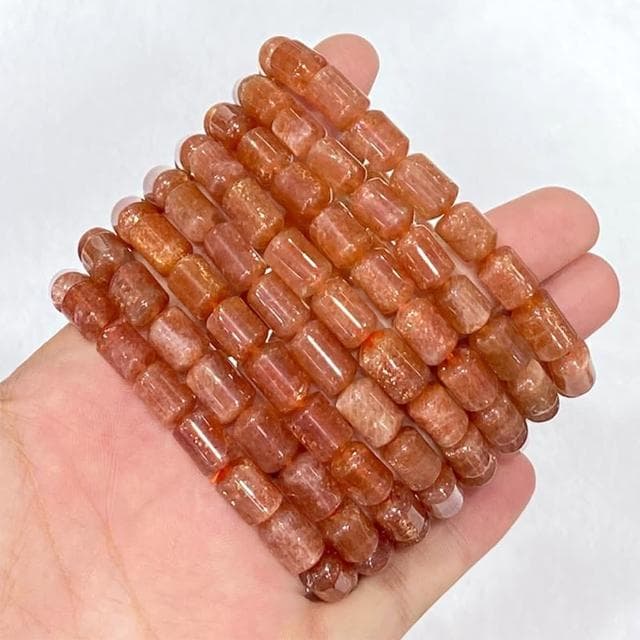 【LEESA】母親節禮物 金太陽石桶珠手串\金沙日光石\粉色手鍊\招桃花\招貴人\手環\水晶手鍊\日長石\助事業\