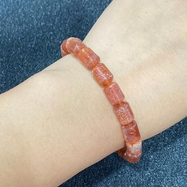 【LEESA】母親節禮物 金太陽石桶珠手串\金沙日光石\粉色手鍊\招桃花\招貴人\手環\水晶手鍊\日長石\助事業\