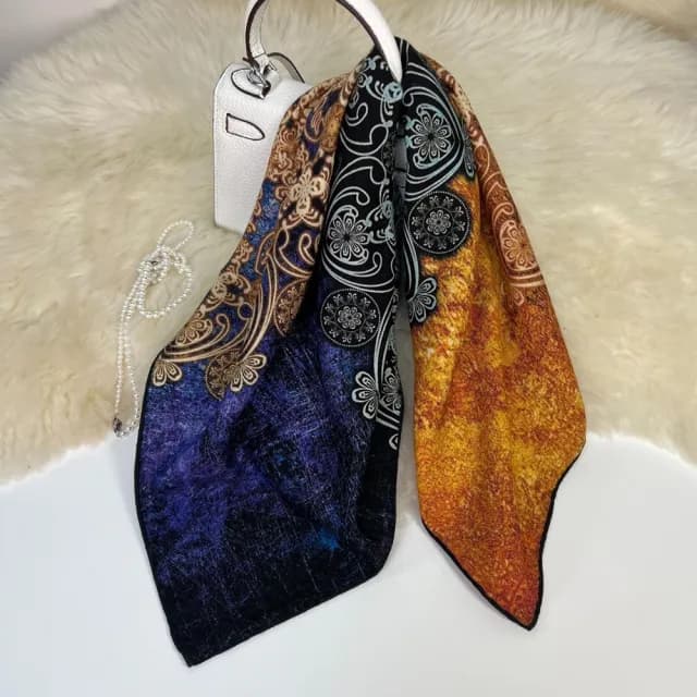 【Jun Jun】真絲羊毛中方巾 圍巾 領巾 65*65cm(綺麗雙華)