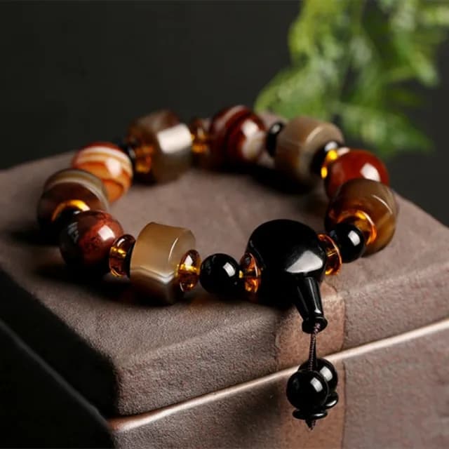 【Penny珮妮】纏絲老瑪瑙算盤珠霸氣手鍊15.5mm(父親節禮物/交換禮物/生日禮物/情人節/送男友)