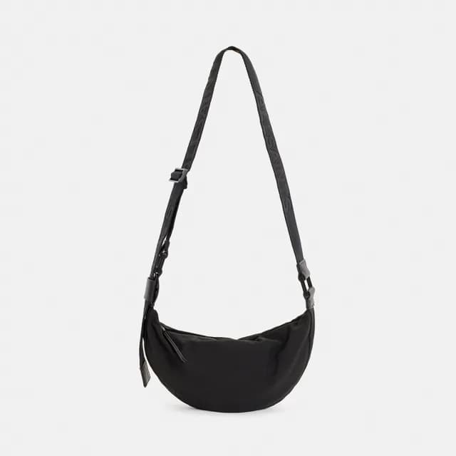【ALLSAINTS】HALF MOON 尼龍斜背包Black W001XZ