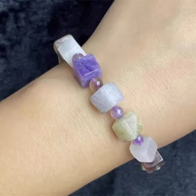 【Penny珮妮】天然彩極光方糖手鍊約8-9mm(母親節禮物/交換禮物/送女友/送閨蜜/生日禮物/情人節)