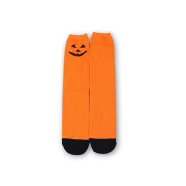 【WAJI 襪集】母親節禮物 萬聖節主題襪-半統襪單雙 橘色南瓜(HALLOWEEN 台灣製 半統襪 兒童款 襪子 童襪 棉