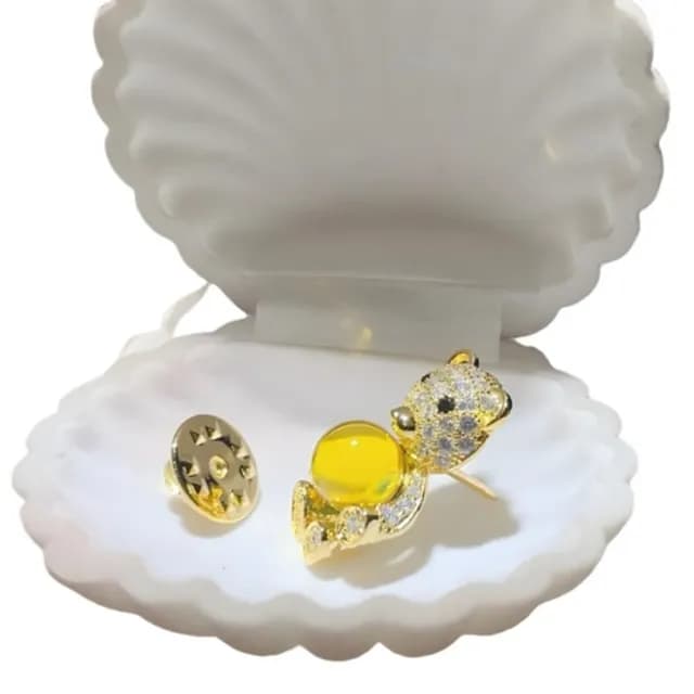 【Penny珮妮】墨西哥藍珀9mm鑲嵌小熊胸針(母親節禮物/交換禮物/送女友/送閨蜜/生日禮物/情人節)