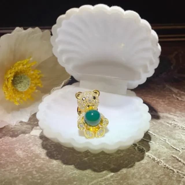 【Penny珮妮】墨西哥藍珀9mm鑲嵌小熊胸針(母親節禮物/交換禮物/送女友/送閨蜜/生日禮物/情人節)