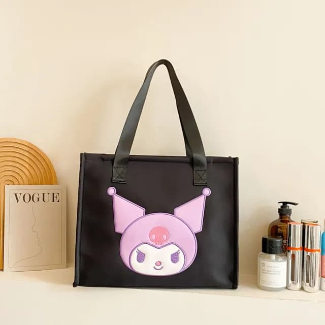 【SANRIO 三麗鷗】父親節禮物 可愛大頭像造型大容量手提袋單肩手提包-酷洛米/美樂蒂/帕洽狗(平