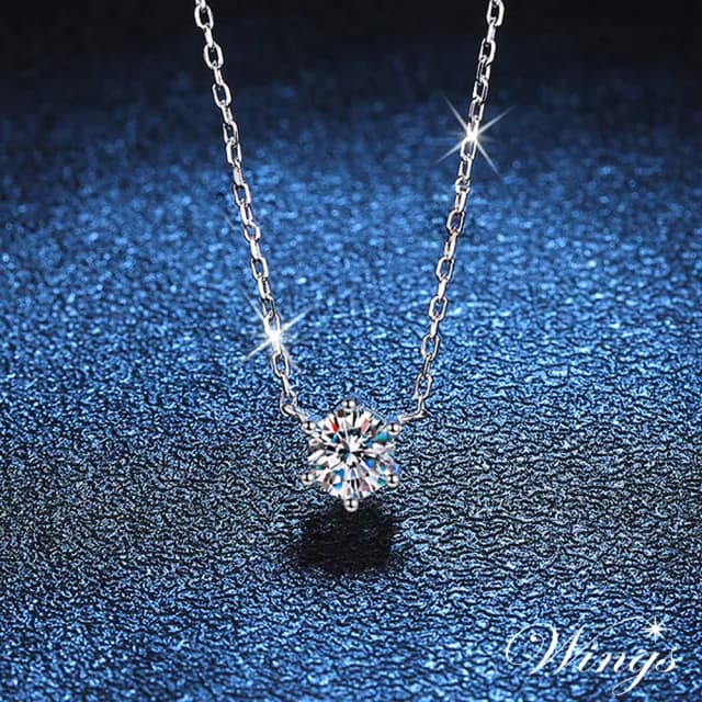 【WINGS】項鍊 一克拉《燦星雅沁》八心八箭 精鍍白K金(單鑽 七夕 情人節 女生禮物送禮 生日)
