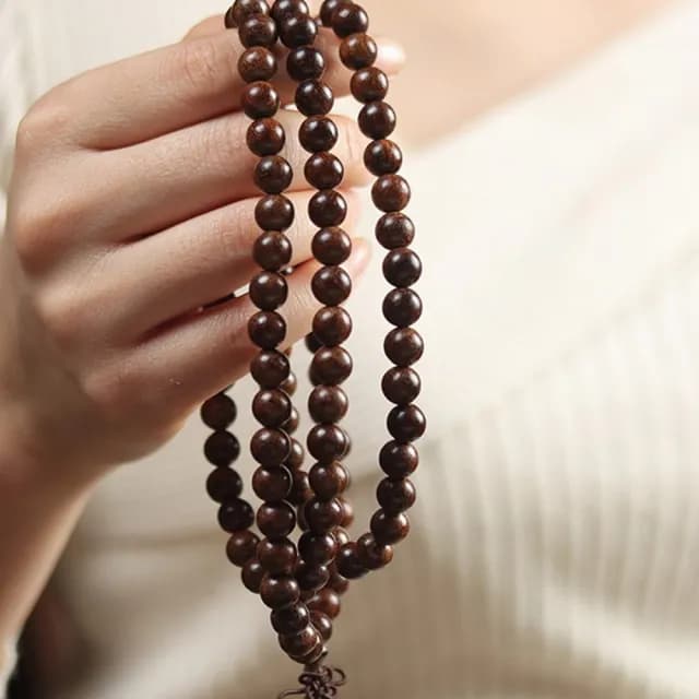 【Penny珮妮】金絲檀木老料108顆佛珠多圈手鍊項鍊8mm(生日禮物/母親節/閨蜜送禮/交換禮物/情人節)