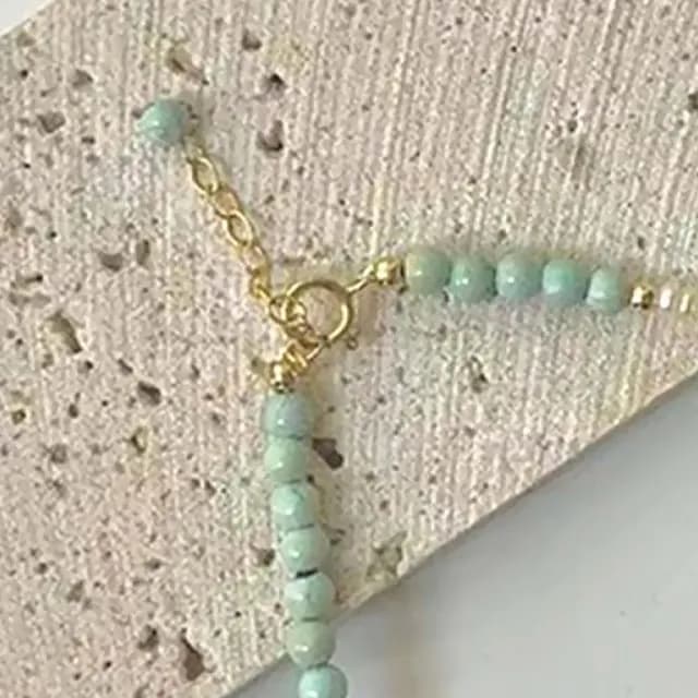 【LEEHER】珍珠手鍊/綠松石手串/百搭飾品/手環/新中式/原礦石手鍊/日系手鍊/生日禮物/細手鍊/氣