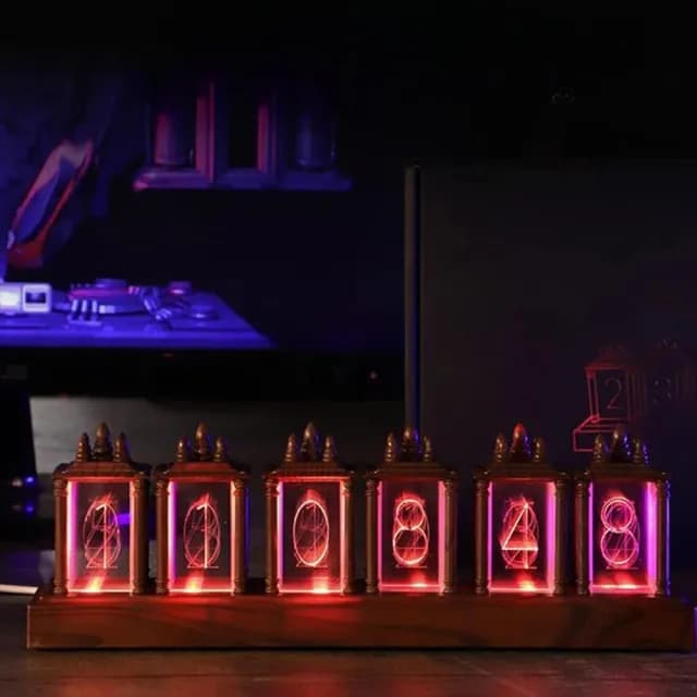 【Parkour X 跑酷】日式高質感RGB幻彩輝光管復古潮流電子時鐘(燈管時鐘 交換禮物 組裝好送禮更有感)