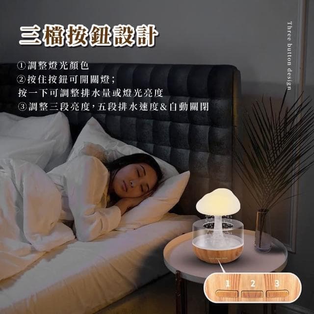 【森林雨夜】室內小雲朵雨滴舒眠加濕器(白噪音 七彩變光 精油香薰燈 氛圍燈 擴香機 小夜燈 交換禮物)