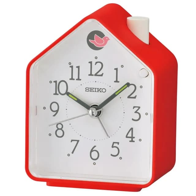 【SEIKO 精工】小紅屋靜音秒針鳥鳴鬧鐘 情人節 禮物(QHP010R/速)
