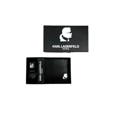 【KARL LAGERFELD 卡爾】禮盒組 鑰匙圈 卡夾 錢包 皮夾禮盒 真皮皮夾 錢包 生日禮物 送禮(禮盒組1013SS2)