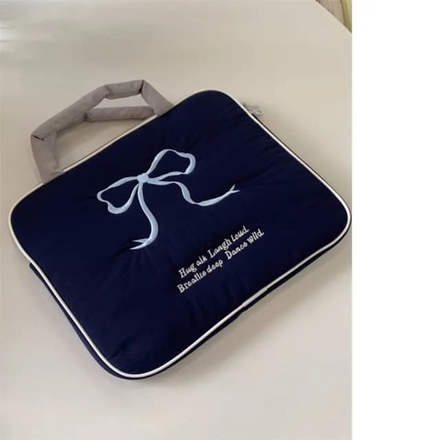 【巴黎精品】父親節禮物 手拿包帆布電腦包(可愛刺繡蝴蝶結男女包包4色w1ac13)