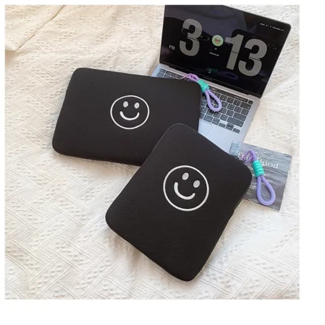 【巴黎精品】情人節禮物 現貨+預購 手拿包帆布電腦包(外貿批發可愛笑臉男女包包3色w1ac28)