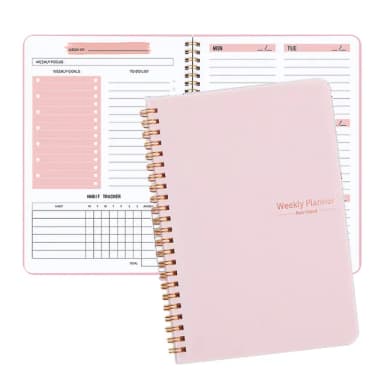 【提升效率】Weekly Planner質感玫瑰計畫日記本(代辦清單 周計畫 月計畫 筆記本 A5 上班族 學生 線圈 禮物)