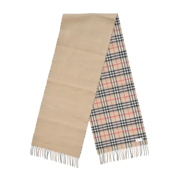 【BURBERRY 巴寶莉】雙面兩用格紋羊絨圍巾(典藏米色)