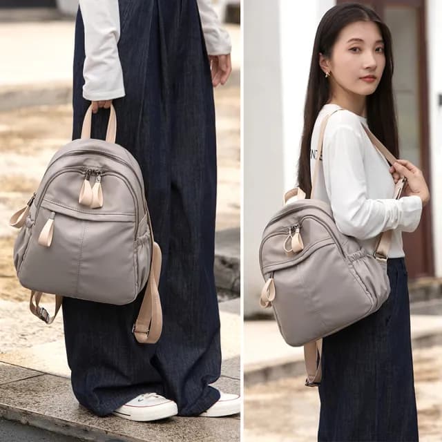 【MoonDy】情人節禮物 包包 尼龍後背包 小背包 尼龍包包 防潑水包包 大容量後背包 韓國包包 休閒背包 奶茶 