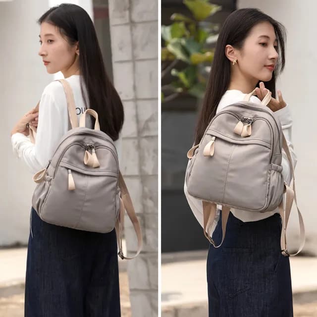 【MoonDy】情人節禮物 包包 尼龍後背包 小背包 尼龍包包 防潑水包包 大容量後背包 韓國包包 休閒背包 奶茶