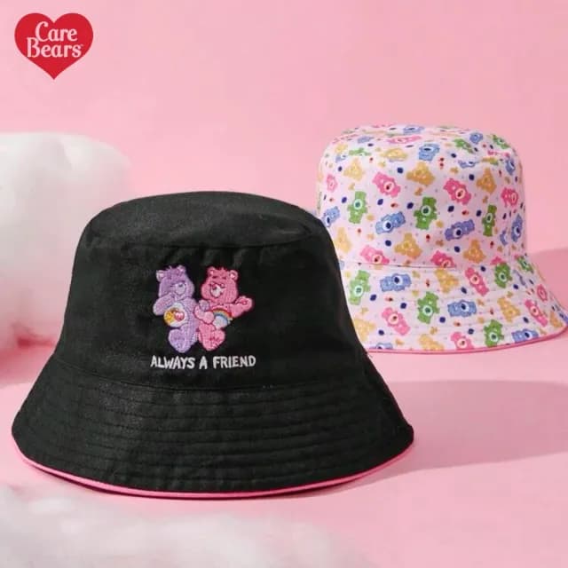【Care Bears】女士美國彩虹熊愛心熊Care Bears顯瘦小臉雙面兩用漁夫帽 親膚透氣防潑水材質(女友女兒禮物)