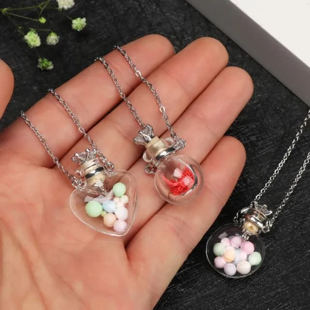 【Penny珮妮】透明琉璃精油香水瓶鈦鋼項鍊毛衣鍊(3款可選/生日禮/母親節/送閨蜜/交換禮物/情人節/送女友)