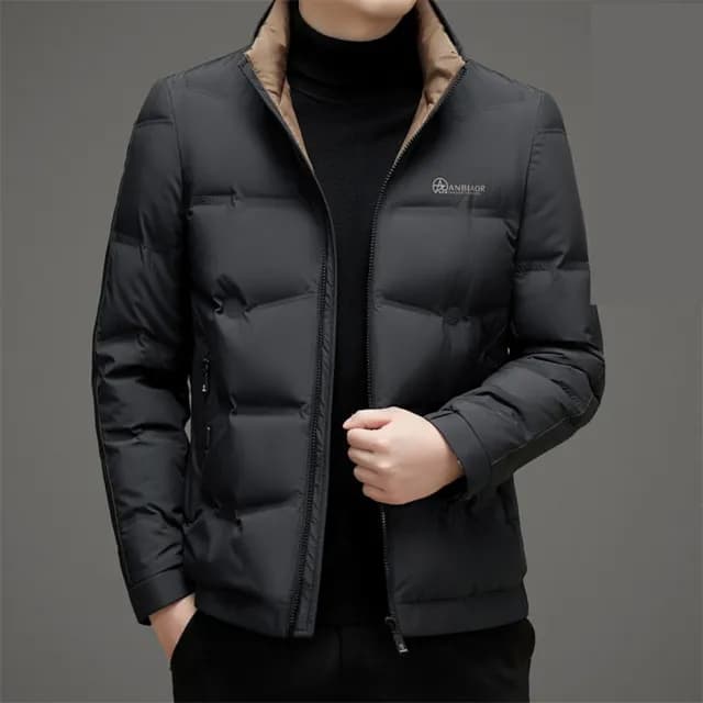 【巴黎精品】父親節禮物 真羽絨90%白鴨絨羽絨外套羽絨衣夾克(保暖麵包服男士立領男外套3色a1is148)