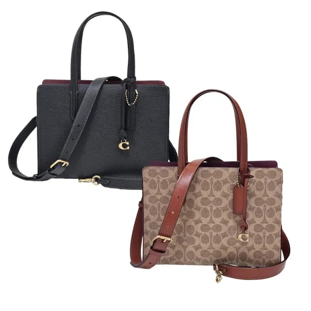 【COACH】專櫃款 CARTER CARRYALL 28 經典 SIGNATURE 手袋(黑色/老花/贈原廠防塵袋紙袋七夕情人節)