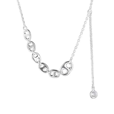 【米蘭精品】現貨+預購 925純銀項鍊豬鼻子吊墜(韓版鋯石流蘇鎖骨鏈女飾品74iu22)
