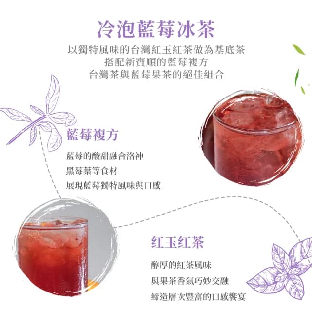 【新寶順】藍莓冰茶/快速冷泡果茶任選兩入組(蘋果輕茶/蜜桃輕茶/藍莓冰茶/紅果冰茶)
