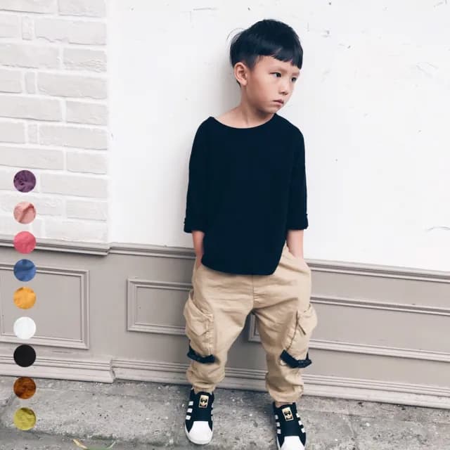 【橘魔法】圓弧下擺竹節棉長袖上衣(薄長袖 內搭衣 秋裝 中性款 男童 女童 兒童 童裝 中童)