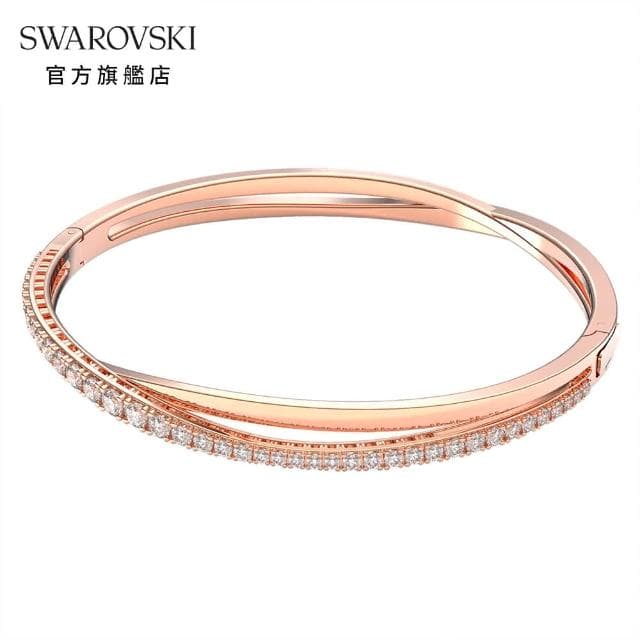 【SWAROVSKI 官方直營】Hyperbola 手鏈 白色 鍍玫瑰金色調 母親節禮物