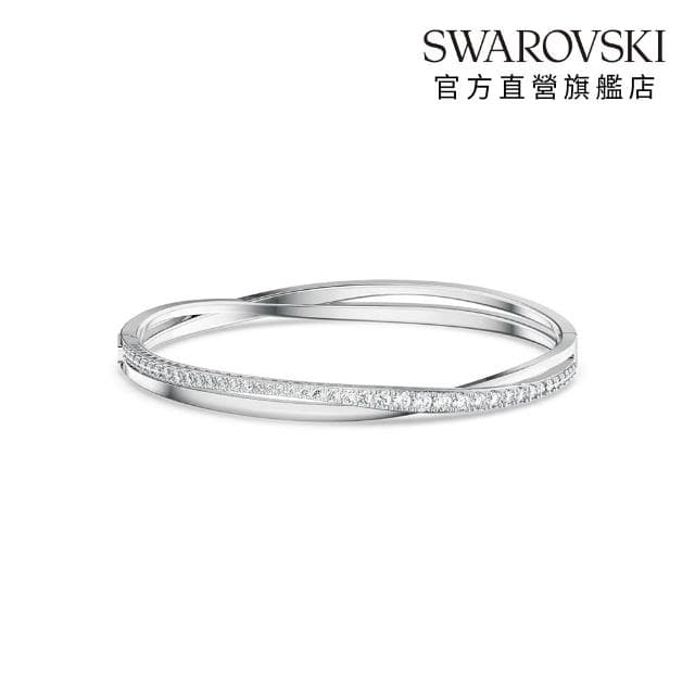 【SWAROVSKI 官方直營】Hyperbola 手鐲 白色 鍍白金色 母親節禮物