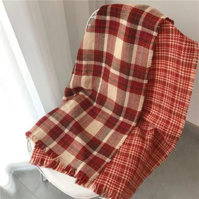 【橘魔法】英倫格子圍巾(脖套 披肩 披巾 大人 聖誕節 耶誕節 過年 喜宴 新年 寒流 滑雪 保暖 交換禮物)