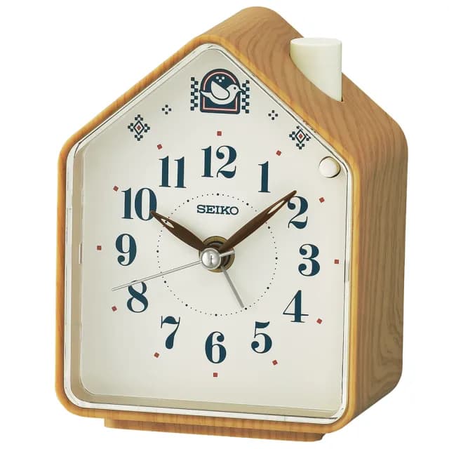 【SEIKO 精工】小房屋 靜音秒針 鳥鳴聲 防貪睡 鬧鐘-3款可選 情人節 禮物(QHP010R/QHP011A/QHP011B)