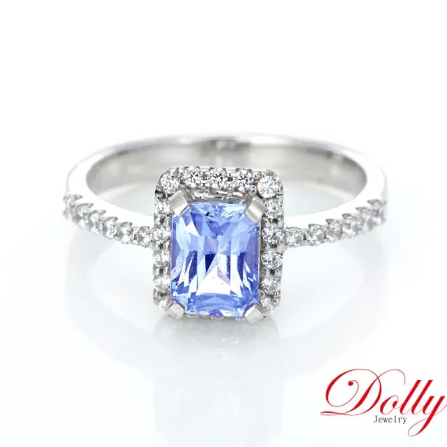 【DOLLY】1克拉 無燒斯里蘭卡藍寶石18K金鑽石戒指-003(母親節 長輩送禮 交換禮物首選)