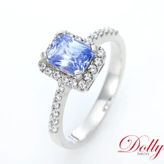 【DOLLY】1克拉 無燒斯里蘭卡藍寶石18K金鑽石戒指-003(母親節 長輩送禮 交換禮物首選)