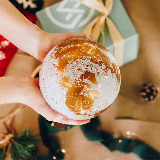 【MOVA】光能地球儀 - 奢華白金地圖White and Gold  4.5英吋(居家擺設．精緻送禮．轉運．紀念日．生日)