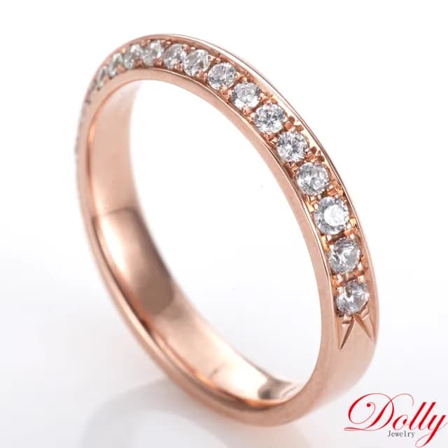 【DOLLY】0.15克拉 天然鑽石 F/VS2 14K玫瑰金鑽石戒指-006(母親節 長輩送禮 交換禮物首選)
