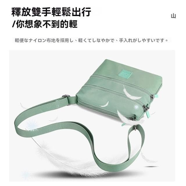 【samore】尼龍女士斜挎小包 韓版單肩包 戶外輕便背包 多層布包 交換禮物(女生包包/肩背包)