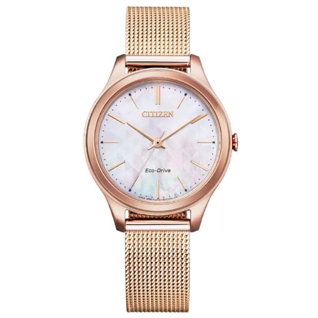 【CITIZEN 星辰】Hebe田馥甄配戴款 白蝶貝面 光動能腕錶 禮物 送禮 推薦(EM0508-80Y)