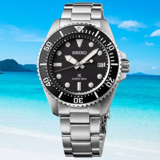 【SEIKO 精工】PROSPEX系列 200米潛水太陽能腕錶 七夕 情人節 送禮 推薦(SNE597P1/V157-00A0D)