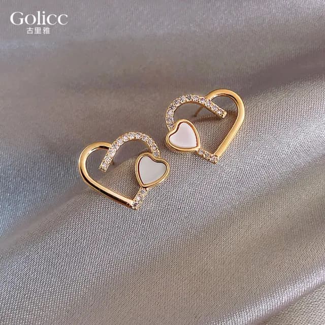 【Golicc】簡約 愛心 耳環(七夕 情人節 生日 飾品 耳釘 耳飾 耳墜 禮物)
