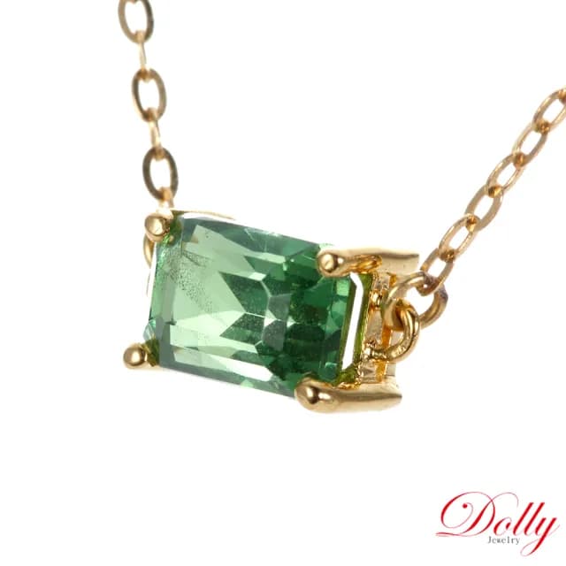 【DOLLY】1克拉 天然艷彩沙佛萊石18K金鎖骨鍊(母親節 長輩送禮 交換禮物首選)