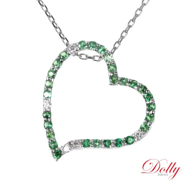 【DOLLY】14K金 天然沙佛萊石鑽石項鍊(母親節 長輩送禮 交換禮物首選)