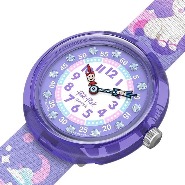 【Flik Flak】兒童錶 COSMICAT 兒童手錶 兒童禮物 瑞士錶 編織錶帶(31.85mm)